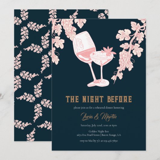 Black Pearl Kleur Champagne repetitie diner Kaart (Voorkant / Achterkant)