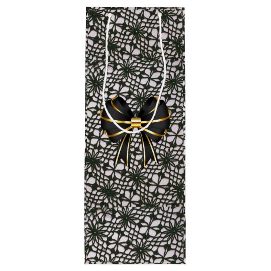 Black Pearl Lace en Bow Wijn Cadeautas (Achterkant)