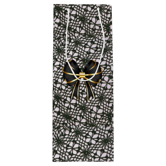 Black Pearl Lace en Bow Wijn Cadeautas (Voorkant)