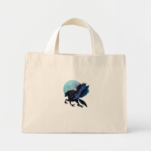 Black Pegasus and Blue Moon Bag Mini Tote Bag (Voorkant)