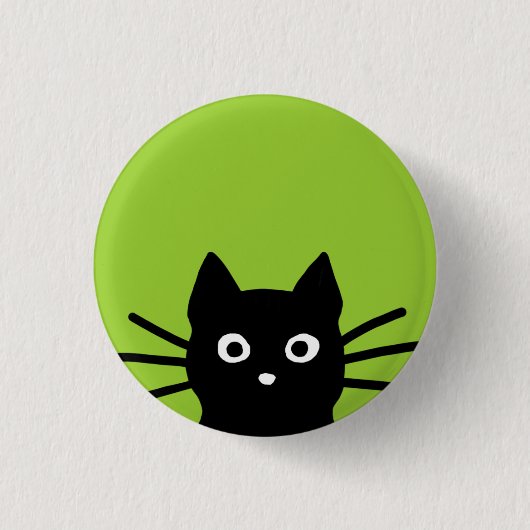 Black Peking Cat Ronde Button 3,2 Cm (Voorkant)