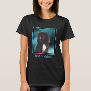 Black Pekingese Blue Swirls Dog Art gepersonalisee T-shirt