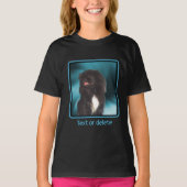 Black Pekingese Blue Swirls Dog Art gepersonalisee T-shirt (Voorkant)