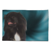 Black Pekingese Blue Swirls Dog Art Kussensloop (Achterkant)