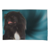 Black Pekingese Blue Swirls Dog Art Kussensloop (Voorkant)