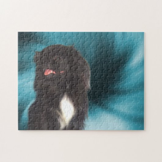 Black Pekingese Blue Swirls Dog Art Legpuzzel (Horizontaal)