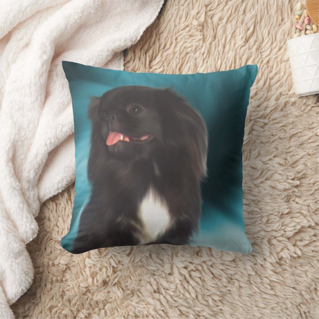 Black Pekingese Dog Art Kussen (Deken)