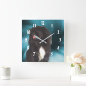 Black Pekingese Dog Art Vierkante Klok (Huis)