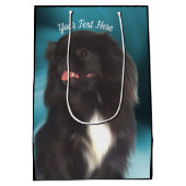 Black Pekingese Dog Persoonlijk Medium Cadeauzakje (Achterkant)