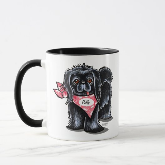 Black Pekingese Pet Name Persoonlijke Roze Mok (Links)