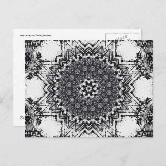 Black Pen Sketch Abstract Mandala Briefkaart (Voorkant / Achterkant)
