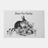 Black Pencil Art Bunny Family Doormat Deurmat (Voorkant)