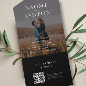 Black | Penseelbedekte bruiloft All In One Uitnodiging