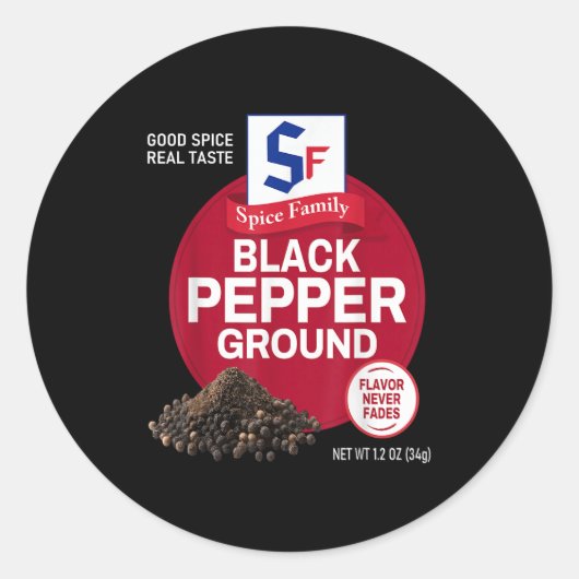 Black Pepper Ground Sce Group Family Matching Hall Ronde Sticker (Voorkant)