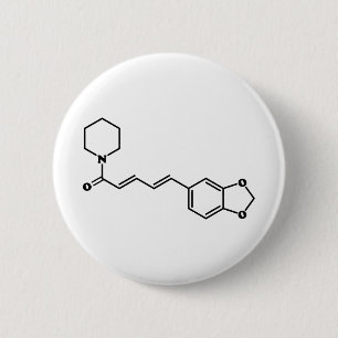 Black Pepper Piperine Molecular Chemical Formule Ronde Button 5,7 Cm
