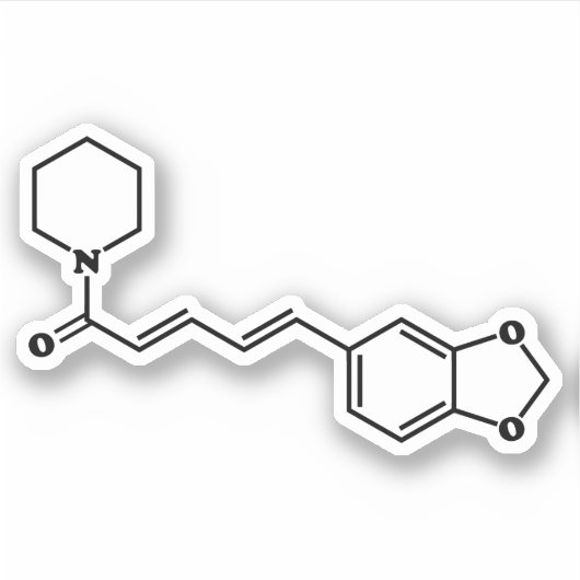 Black Pepper Piperine Molecular Chemical Formule Sticker (Voorkant)