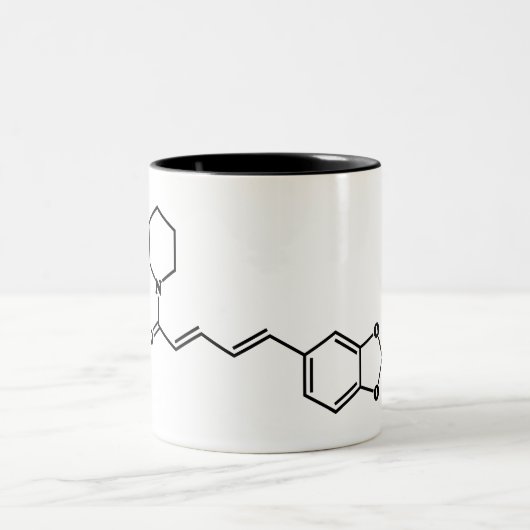 Black Pepper Piperine Molecular Chemical Formule Tweekleurige Koffiemok (Center)