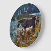 Black Percheron Stallion speelde aan de rand van h Grote Klok (Hoek)