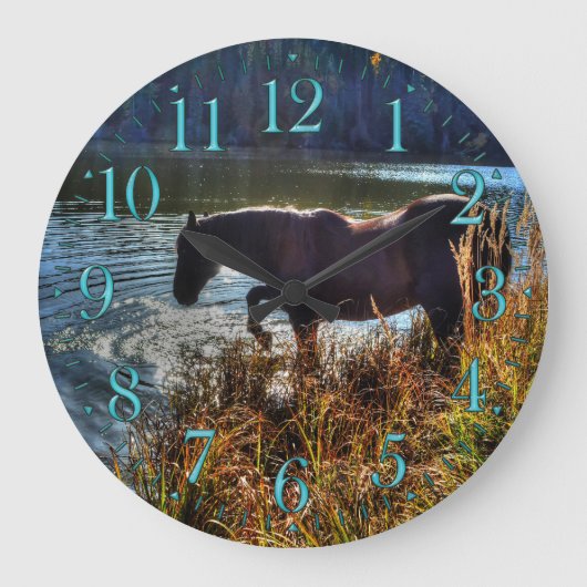 Black Percheron Stallion speelde aan de rand van h Grote Klok (Voorkant)