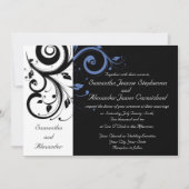 Black Periwinkle Cornflower Blue Floral Wedding Kaart (Voorkant)