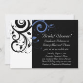 Black Periwinkle Cornflower Blue Floral Wedding Kaart (Voorkant)