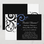 Black Periwinkle Cornflower Blue Floral Wedding Kaart (Voorkant / Achterkant)