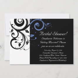 Black Periwinkle Cornflower Blue Floral Wedding Kaart