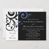 Black Periwinkle Cornflower Blue Floral Wedding Kaart (Voorkant)