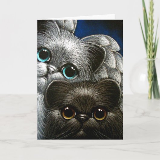 BLACK PERSIAN CAT & ANGEL KAART AANPASSEN (Voorkant)