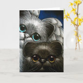 BLACK PERSIAN CAT & ANGEL KAART AANPASSEN (Gele Bloem)