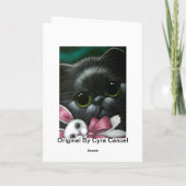 BLACK PERSIAN CAT- EN EASTER BUNNY-kaart Feestdagen Kaart (Achterkant)