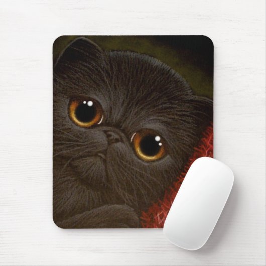BLACK PERSIAN KITTEN CAT Mousepad Muismat (Met muis)