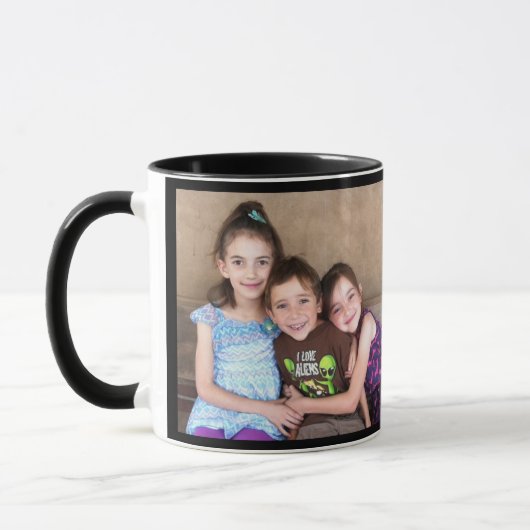 Black personaliseer FOTO-TEMPLATE Gift Coffee Mok (Links)