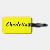 Black Personalize Name | Neon gele kleur Bagagelabel (Achterkant horizontaal)