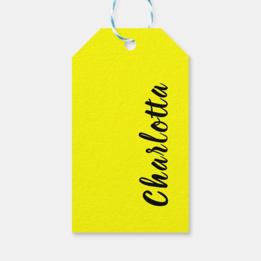 Black Personalize Name | Neon gele kleur Cadeaulabel (Achterkant)