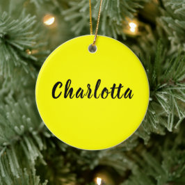 Black Personalize Name | Neon gele kleur Keramisch Ornament