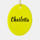 Black Personalize Name | Neon gele kleur Keramisch Ornament (Rechts)