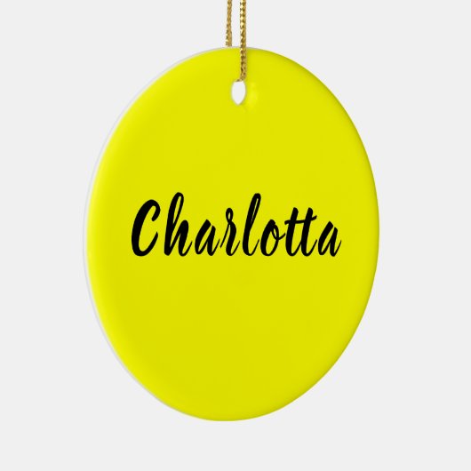 Black Personalize Name | Neon gele kleur Keramisch Ornament (Rechts)