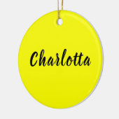 Black Personalize Name | Neon gele kleur Keramisch Ornament (Links)