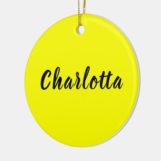 Black Personalize Name | Neon gele kleur Keramisch Ornament (Links)