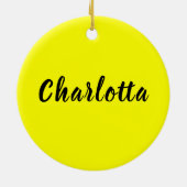 Black Personalize Name | Neon gele kleur Keramisch Ornament (Achterkant)