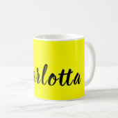 Black Personalize Name | Neon gele kleur Koffiemok (Voorkant rechts)