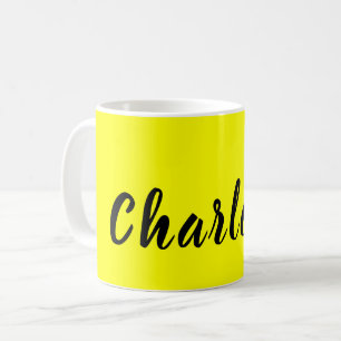 Black Personalize Name   Neon gele kleur Koffiemok