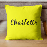 Black Personalize Name | Neon gele kleur Kussen<br><div class="desc">Zwart Personaliseer Calligrafie Naam | Neon gele kleur.</div>