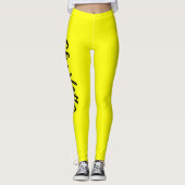 Black Personalize Name | Neon gele kleur Leggings (Voorkant)