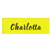 Black Personalize Name | Neon gele kleur Naambadge (Voorkant)