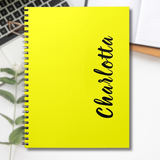 Black Personalize Name | Neon gele kleur Notitieboek