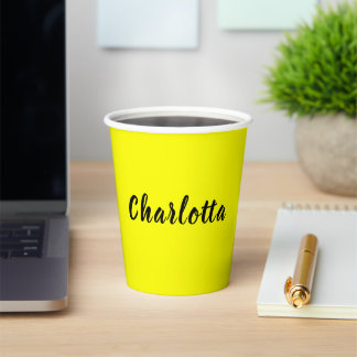 Black Personalize Name | Neon gele kleur Papieren Bekers