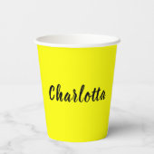 Black Personalize Name | Neon gele kleur Papieren Bekers (Achterkant)