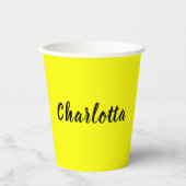Black Personalize Name | Neon gele kleur Papieren Bekers (Voorkant)